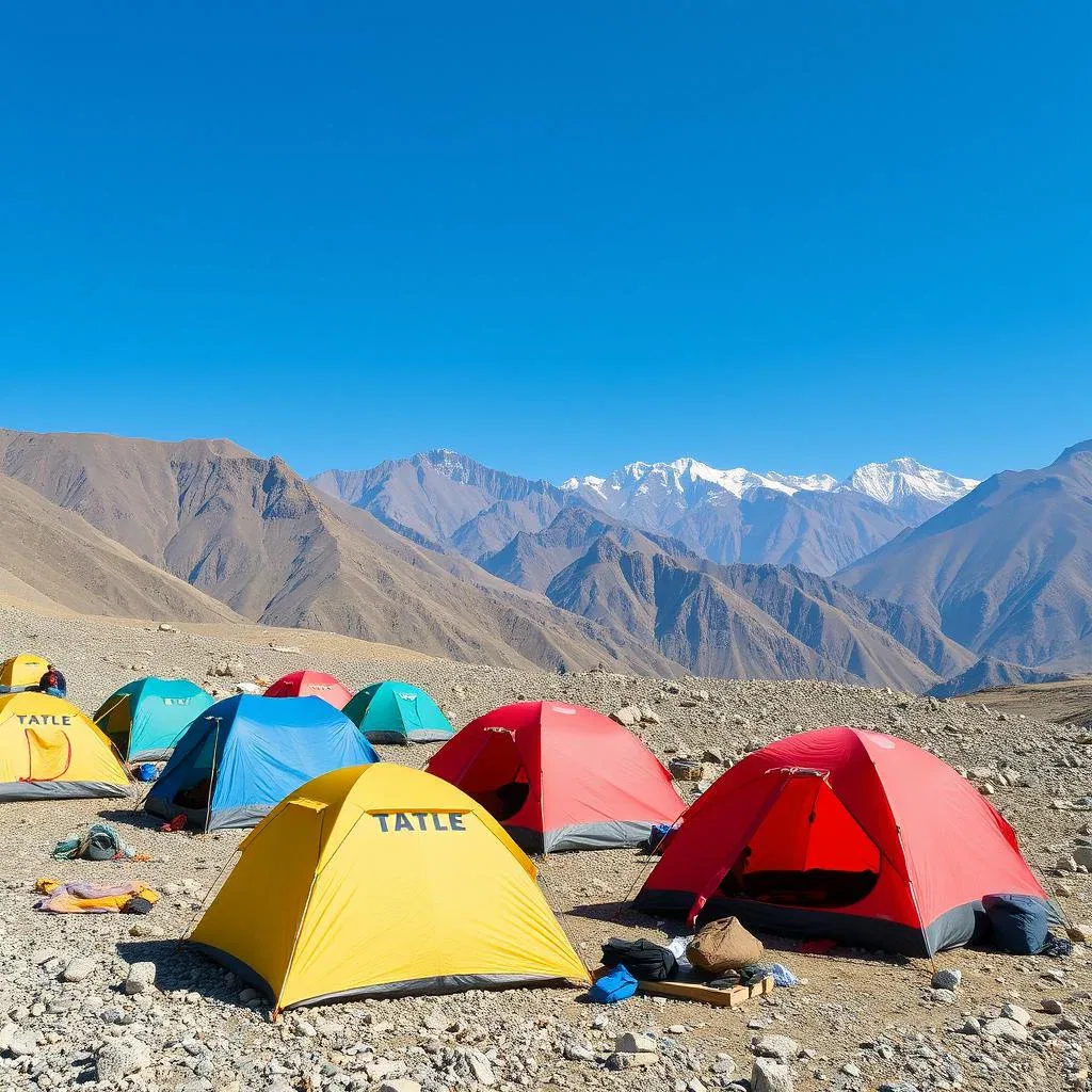 Traditional tent camping setup in Hatta mountains