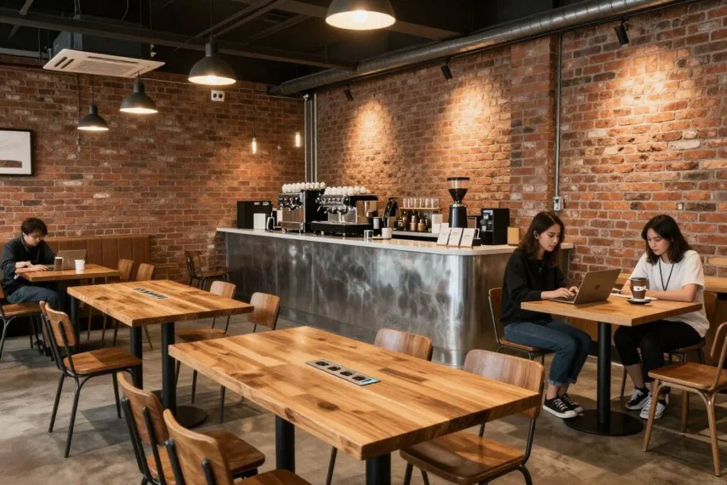 Common Grounds Marina Promenade interior with minimalist design and work-friendly layout