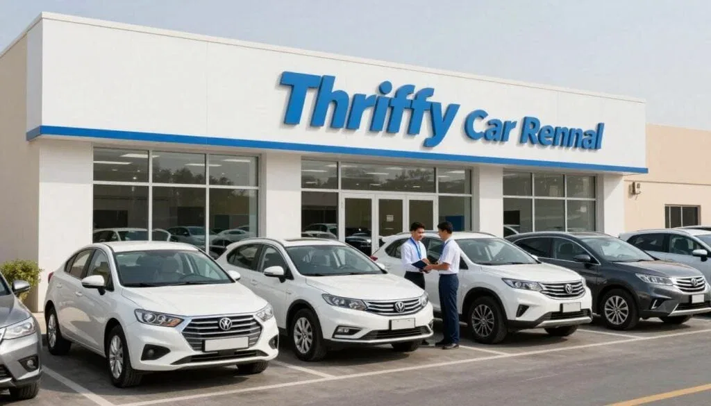 Thrifty Car Rental Dubai office with range of vehicles available