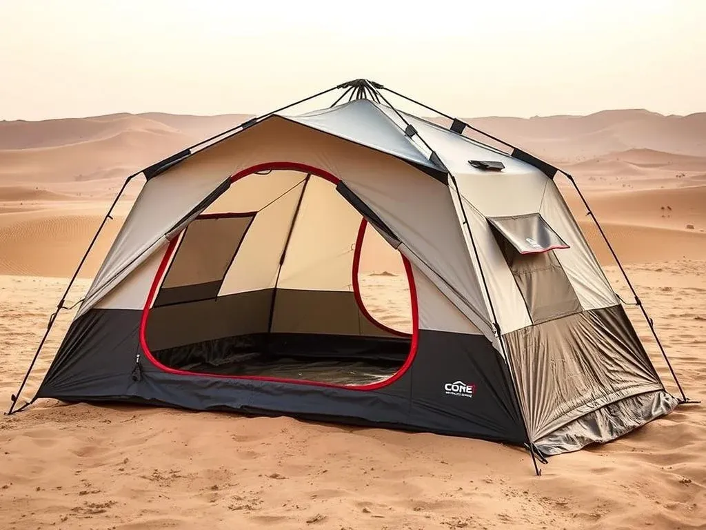 CORE 6 Person Instant Cabin Tent set up in a UAE desert environment