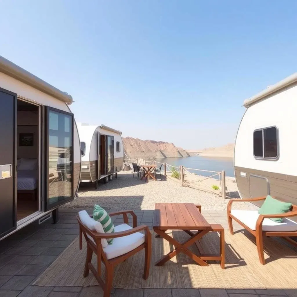 Luxury glamping accommodations at Sedr Trailers Resort in Hatta