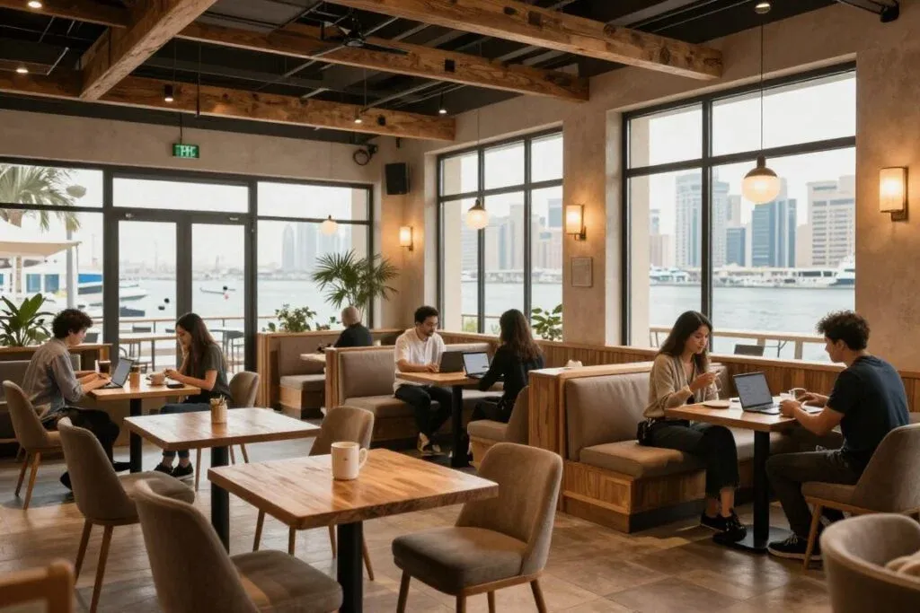 Costa Coffee Marina Mall Extension interior with casual seating and work-friendly tables