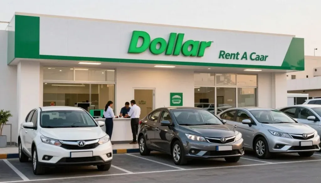 Dollar Rent A Car Dubai office with economy and mid-range vehicles