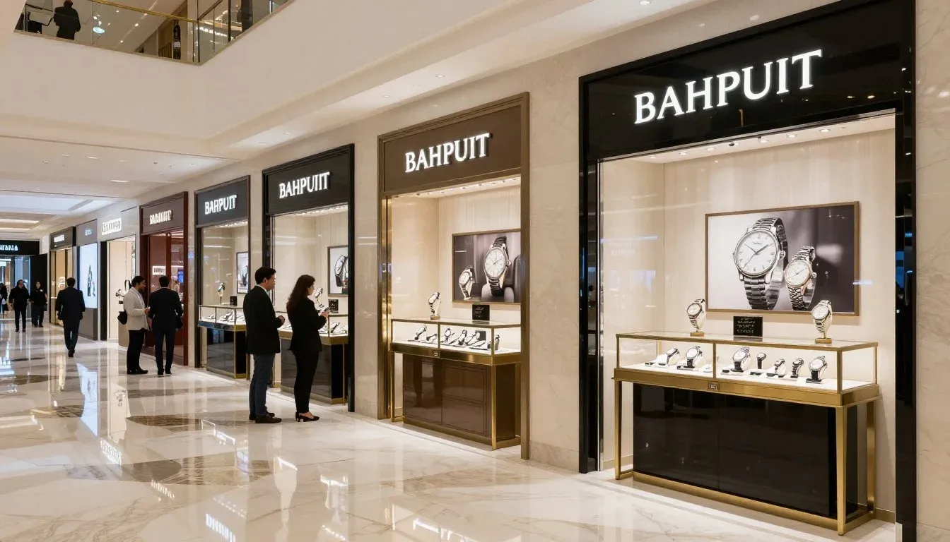 Luxury watch boutiques in Dubai Mall with top 10 watch brands in Dubai displayed in elegant showcases