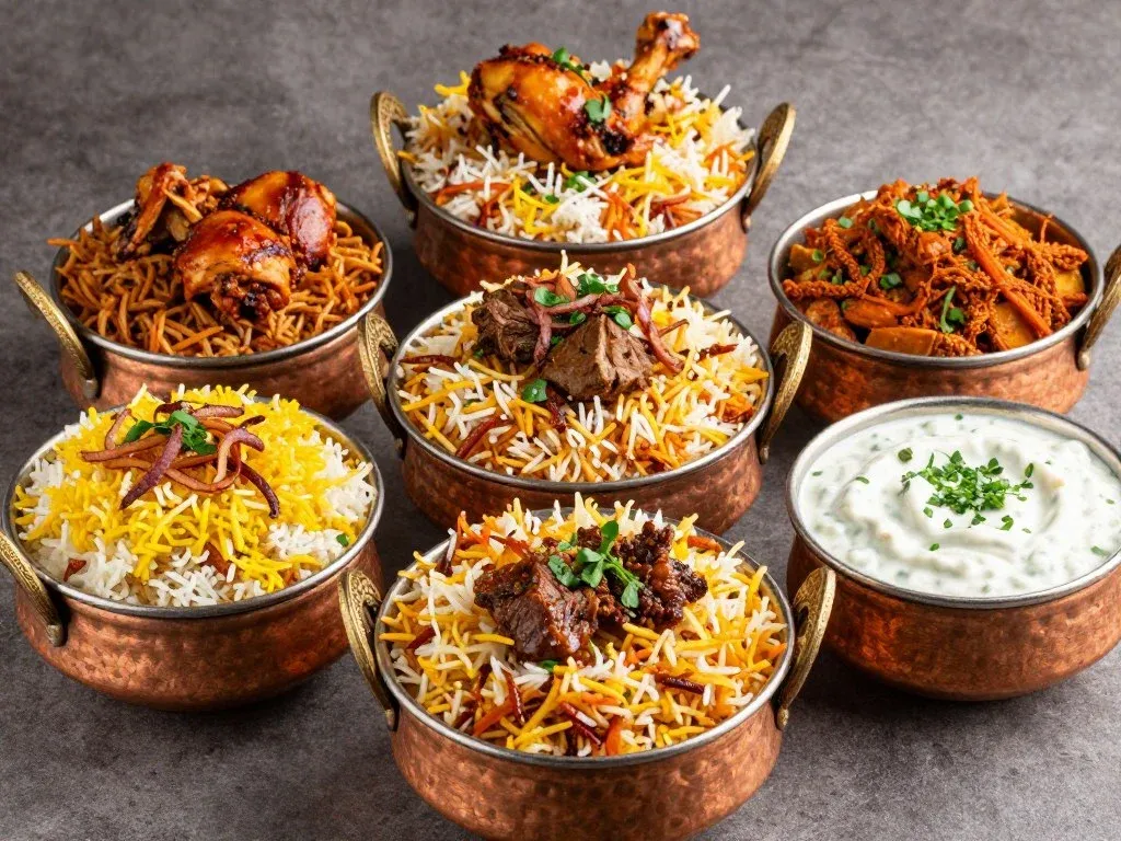 Saif Restaurant's variety of Hyderabadi biryanis in Dubai
