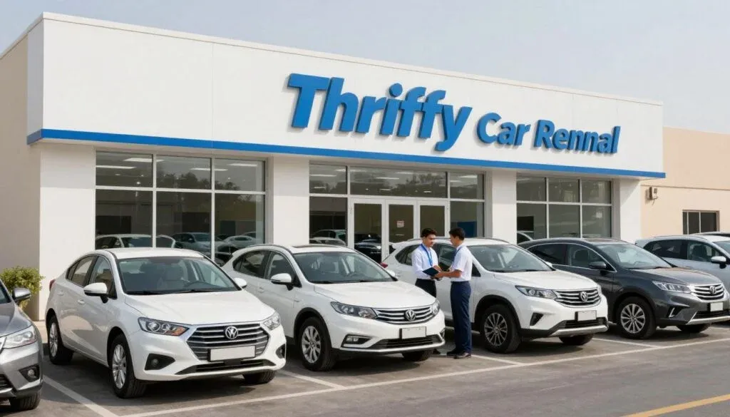 Thrifty Car Rental Dubai office with range of vehicles available