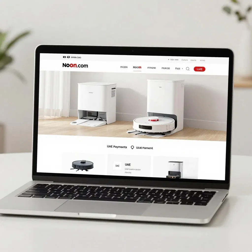 Noon.com logo with home appliances section displayed