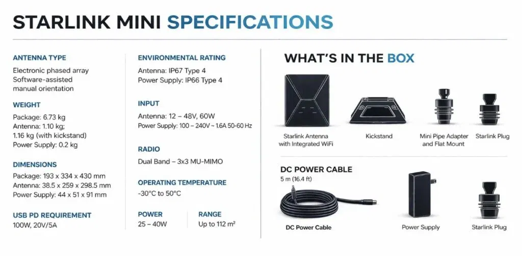 Starlink Mini Specifications