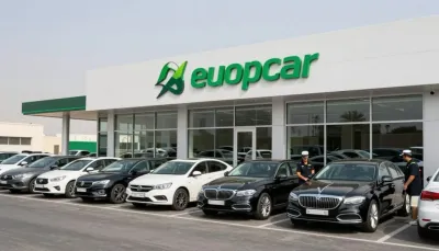 Europcar Dubai rental office with diverse vehicle fleet